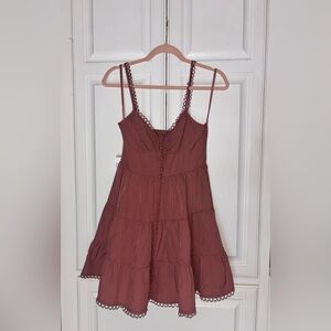 Altar'd State Mauve Tiered Sundress with Eyelet Trim